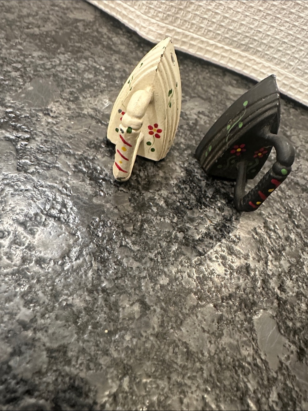 Hand-Painted Iron Salt & Pepper Shakers - Black and Cream